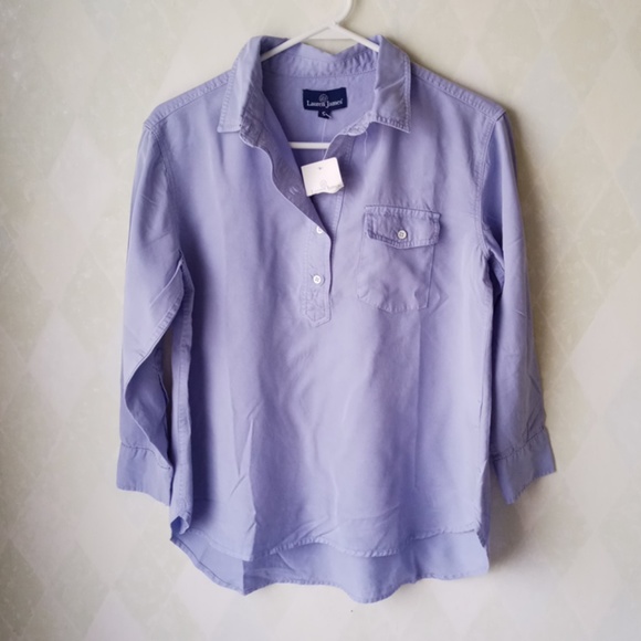NWT Lauren James- Sky Blue Long Sleave Shirt - Picture 4 of 8